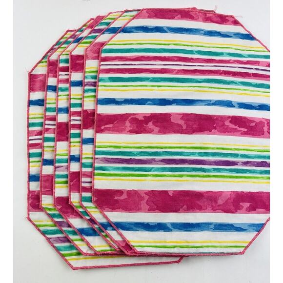 Set 6 Vintage Pastel Romantic Coquette Floral Placemats Easter Pink Flowers Blue - Picture 4 of 9